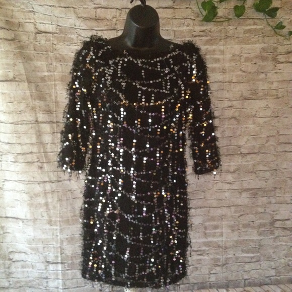 NYE Black & Silver Fringed Sequin dress - Picture 5 of 7